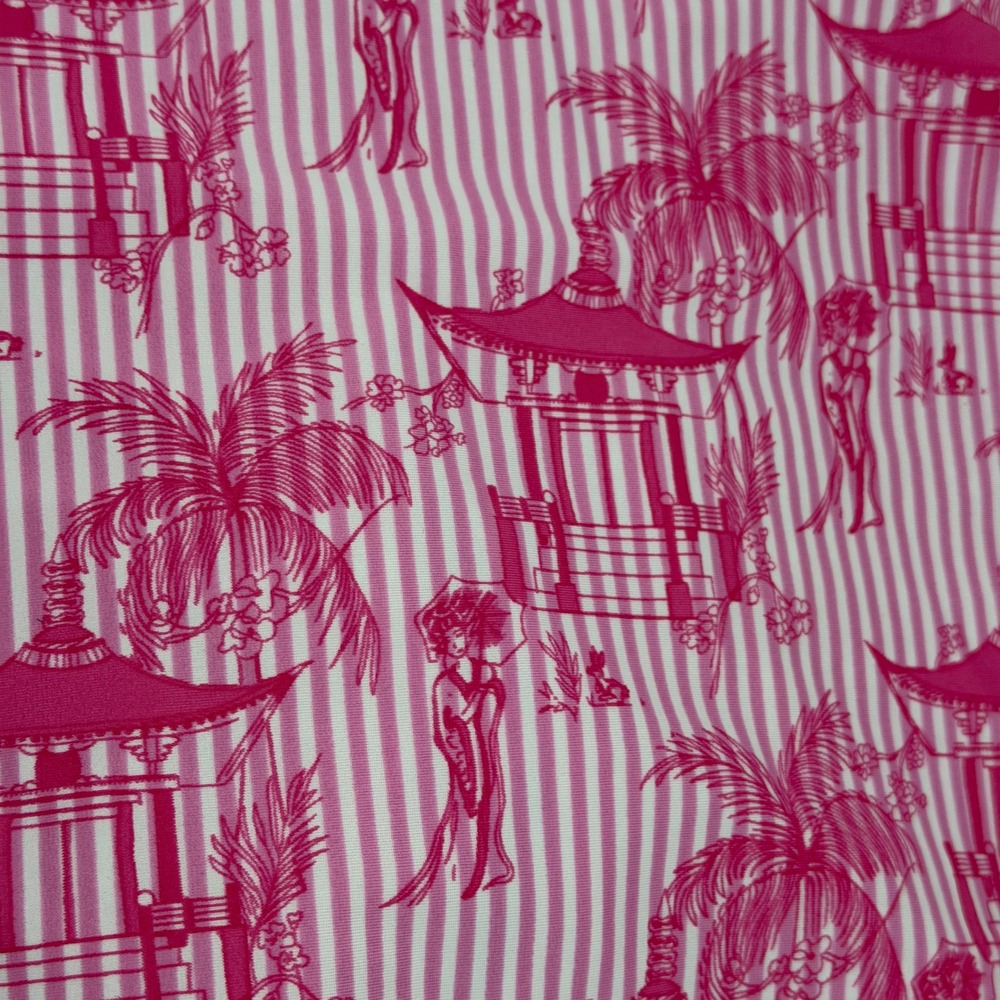 Jude Connally Pink White Chinoiserie Pagoda Stripe Skort Large Golf Tennis - Picture 9 of 10